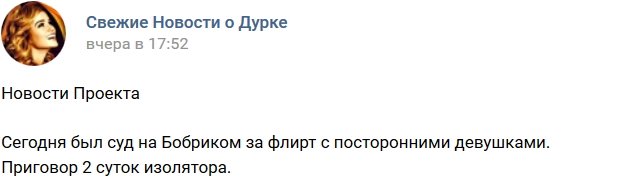 Бобрика посадили в изолятор на двое суток