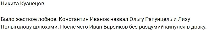 Кузнецов: Барзиков кинулся на Иванова за оскорбление Лизы