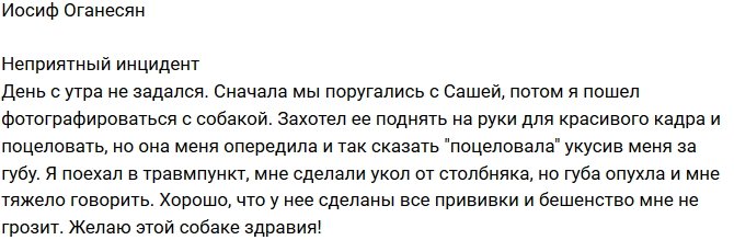 Иосиф Оганесян: Неприятный случай