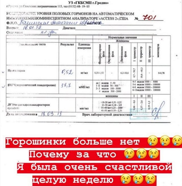 Анастасия Балинская сообщила о случившемся выкидыше