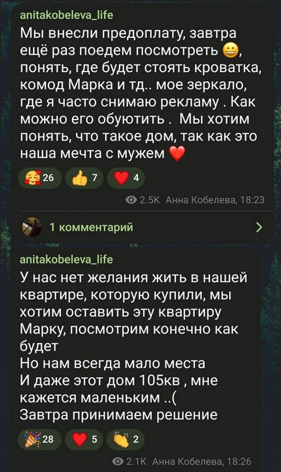 Анита Кобелева: Нашу квартиру оставим Марку