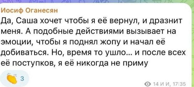 Иосиф Оганесян: Она и её хайпожор меня уже достали