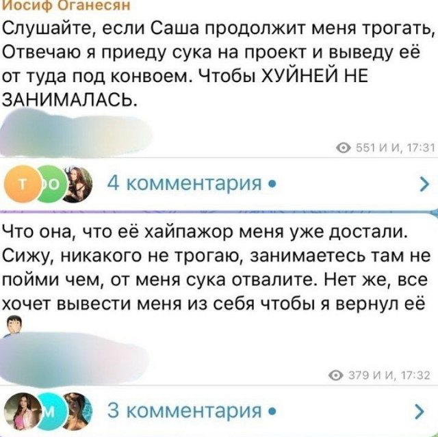 Иосиф Оганесян: Она и её хайпожор меня уже достали