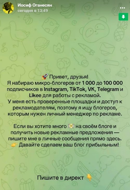 Иосиф Оганесян надеется заработать на молодых блогерах